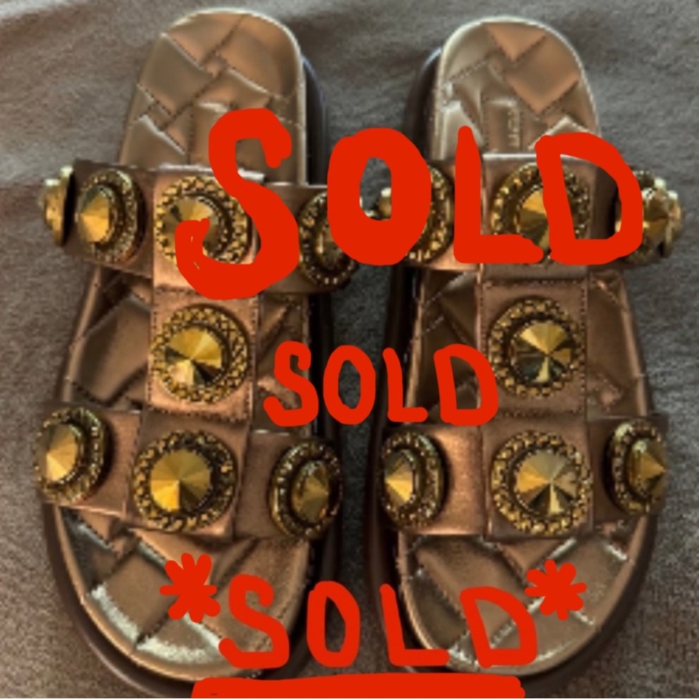 **THESE GOLD EMBELLISHED SLIDE SANDALS ARE “SOLD.”